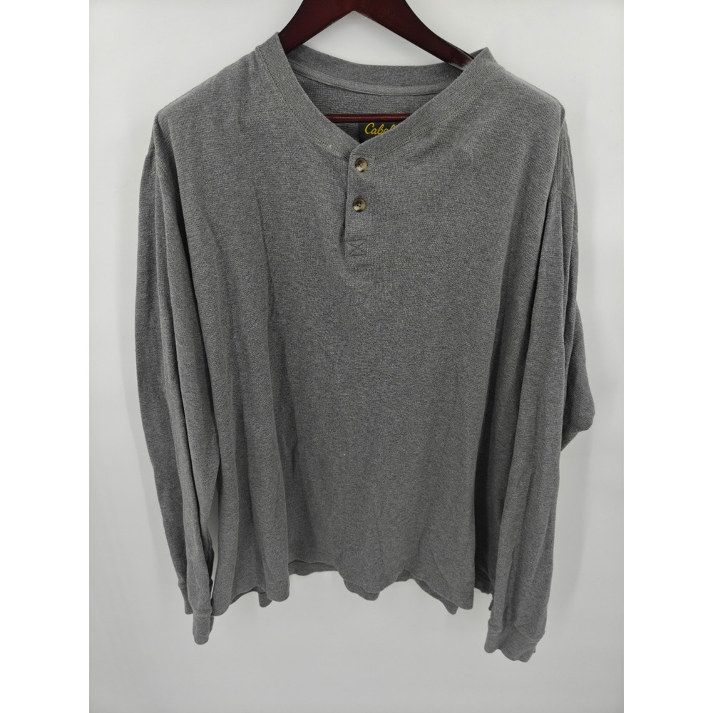 Cabela's Mens 3XL Gray Waffle Knit Long Sleeve Henley Shirt M10SH695